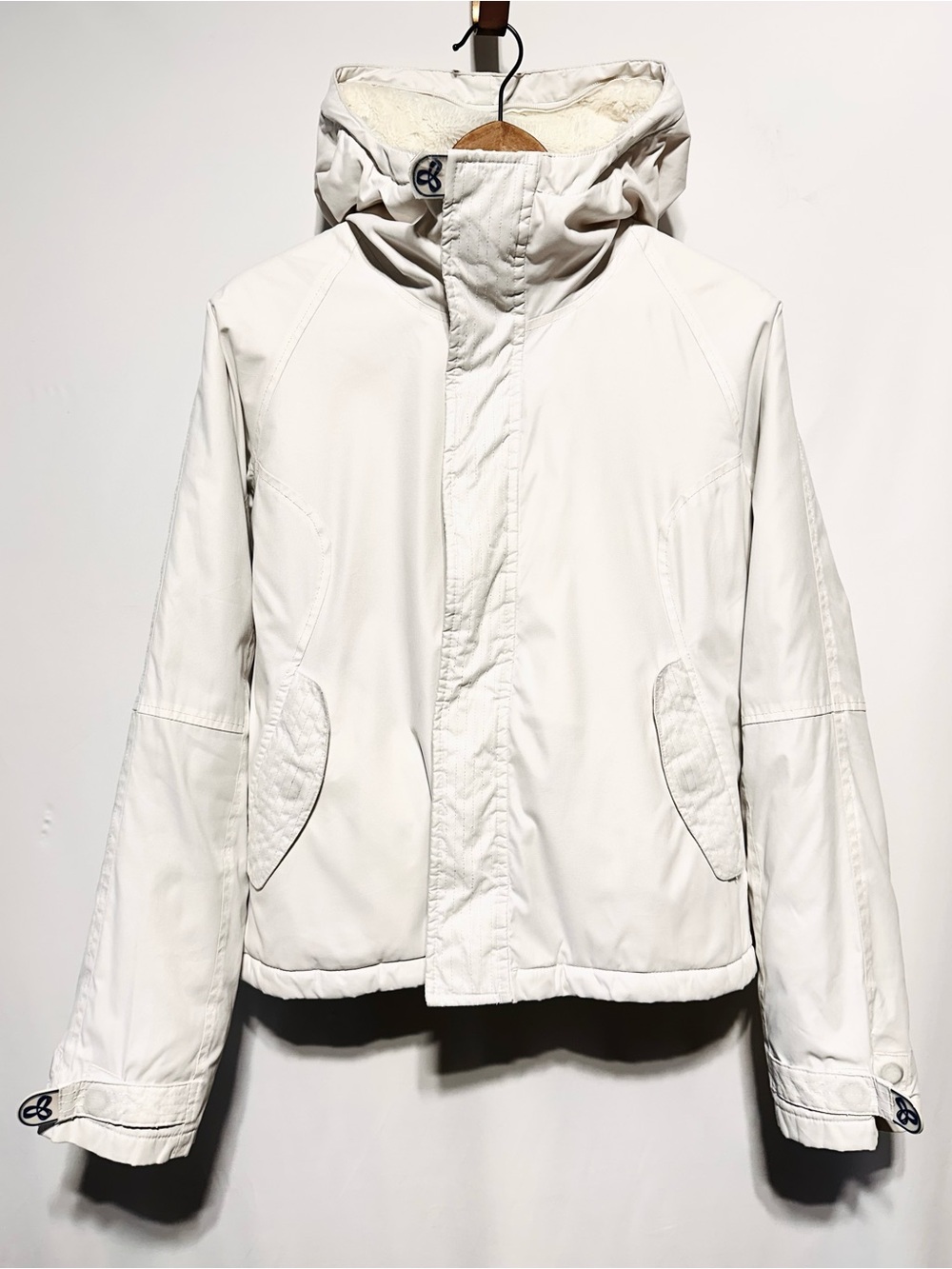 TNA White Fleece Lined Hooded Winter Jacket Y2K Ski Snow Size M